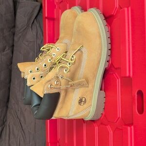 Timberland Wheat Nubuck Boots with Black Collar